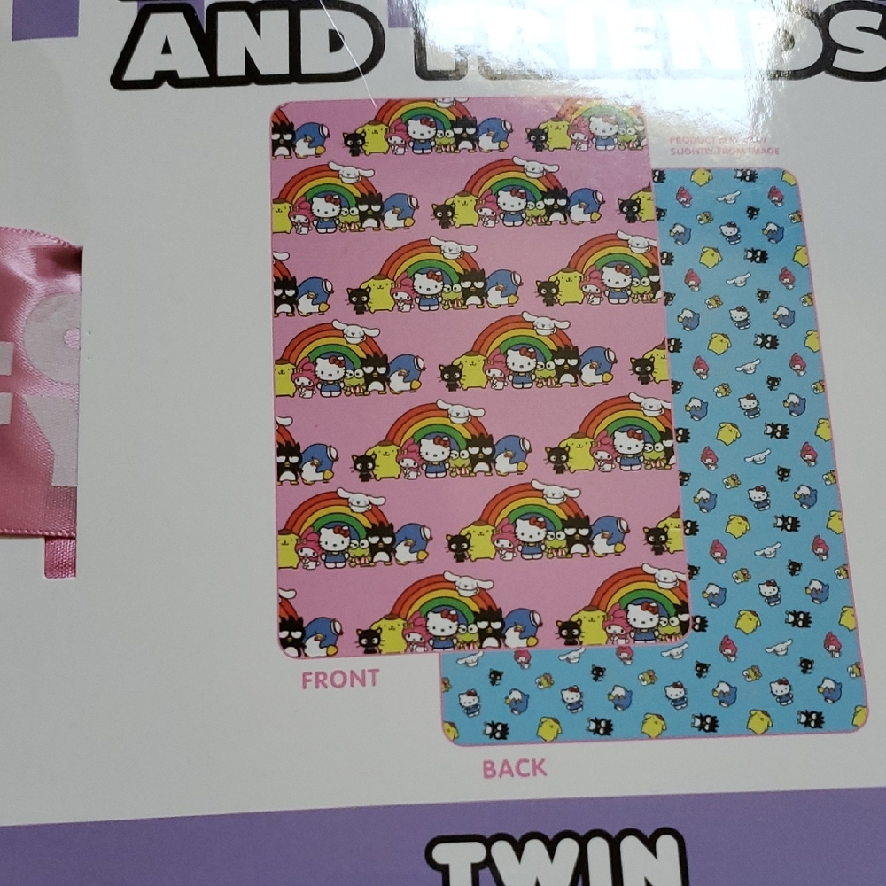 Hello Kitty Pink and Blue Blanket with Quilted Design - Picture 4 of 8